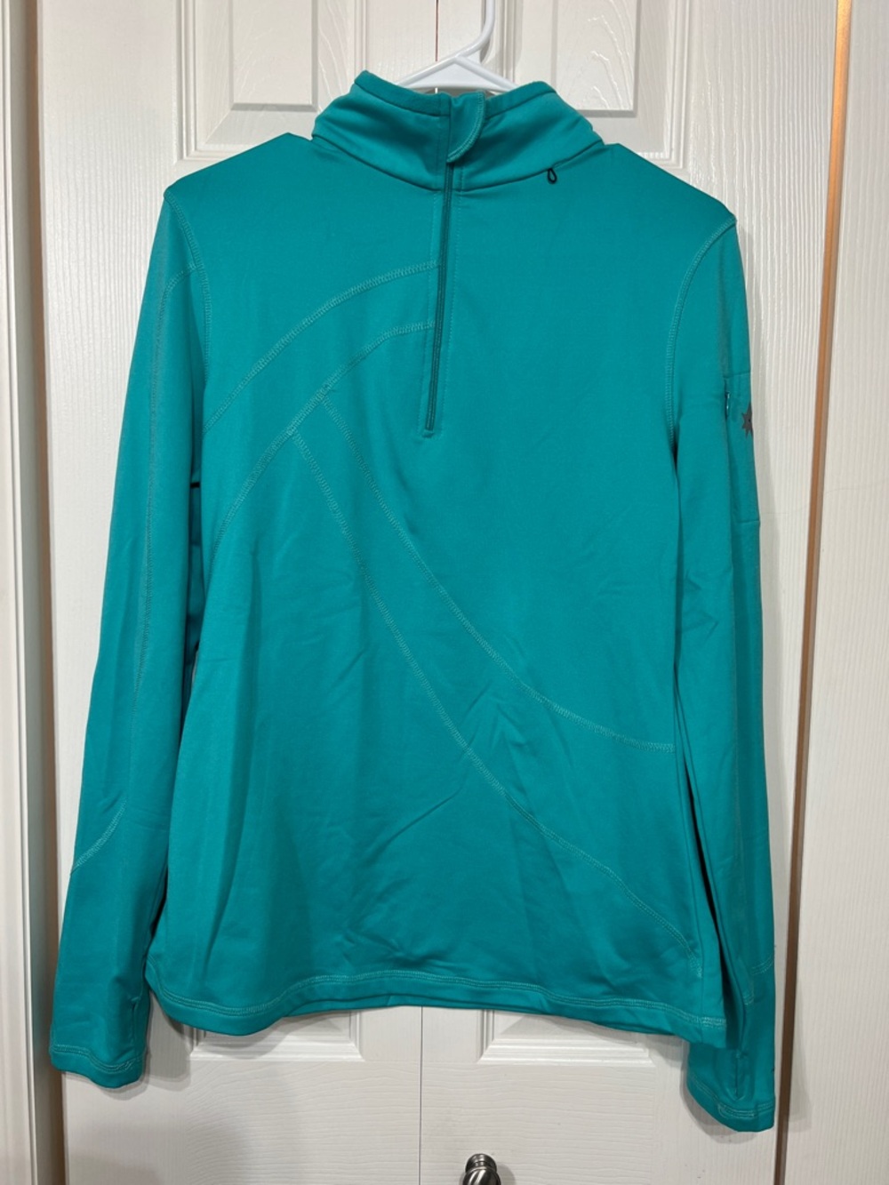 Isis Wm M fleece lined Teal Quarter-Zip Active performance Pullover running hike